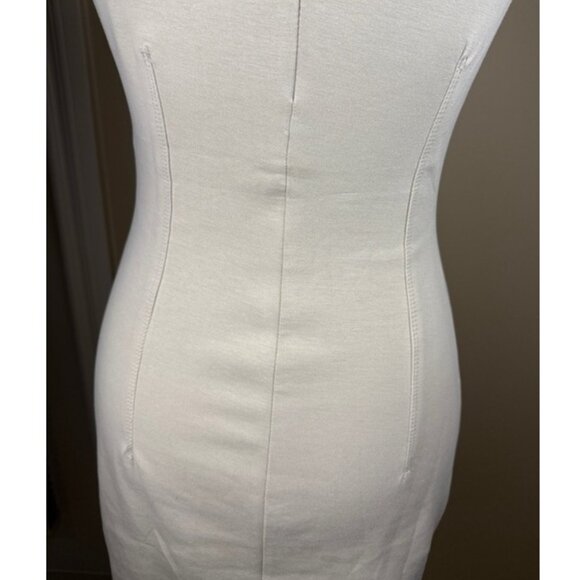 Zara Sheath Dress S Beige Sleeveless Tailored Cotton Blend Minimalist NWOT - Picture 5 of 13